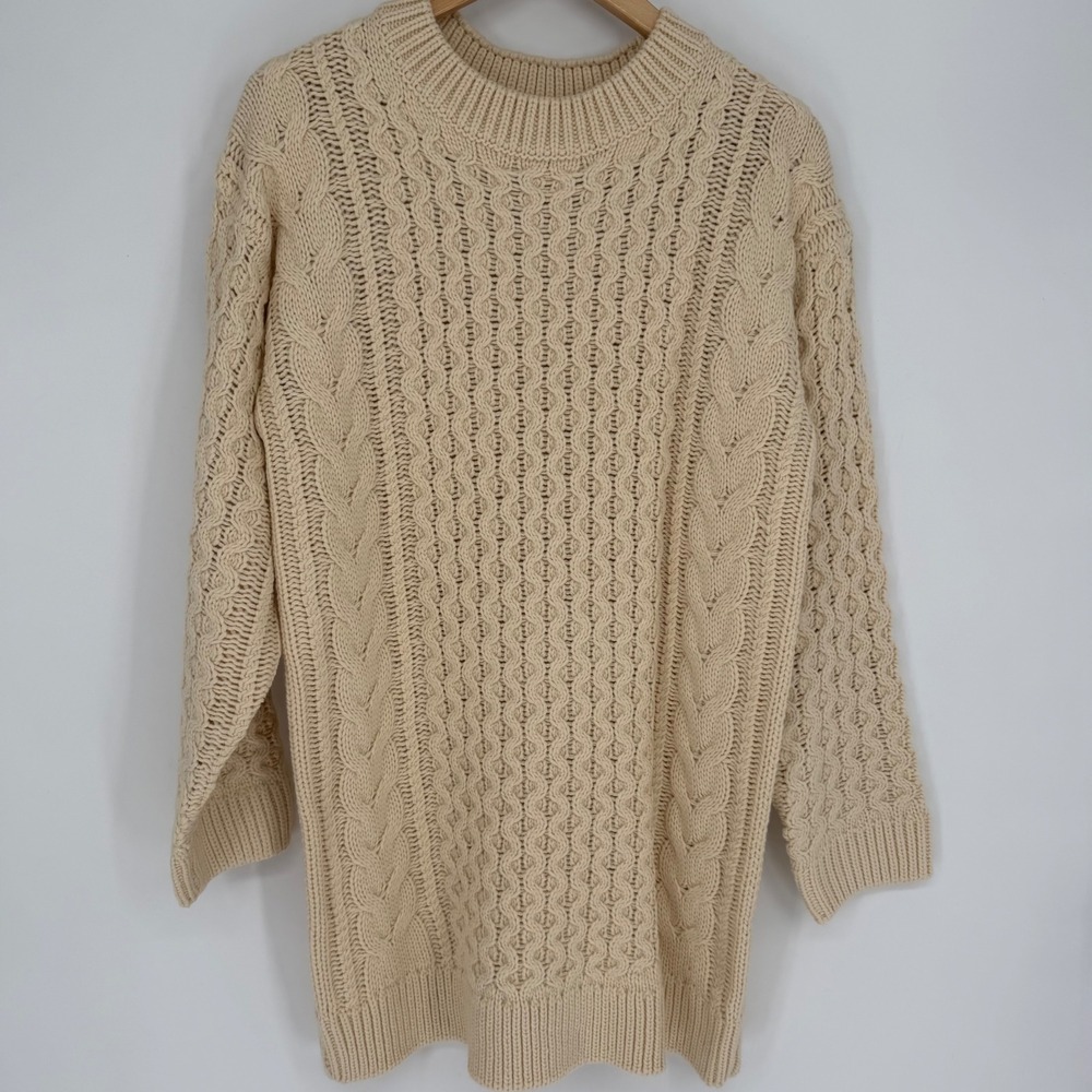 Vici Sweater Dress Fisherman Women's Cream Cable Knit Heritage Small
